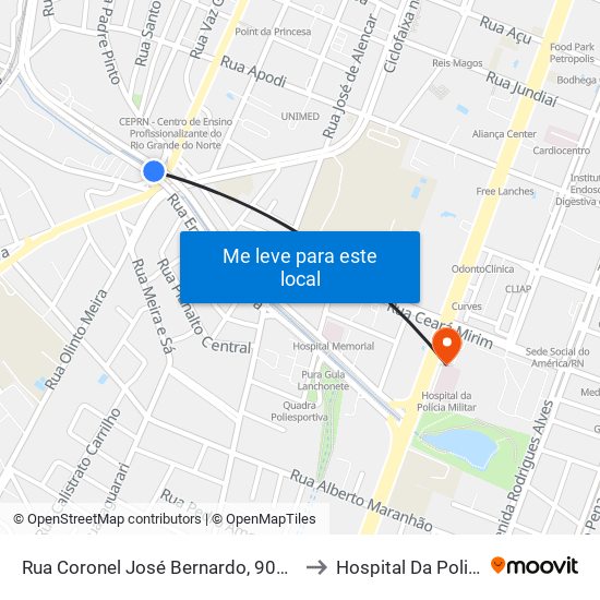 Rua Coronel José Bernardo, 900 | Cosern / Baldo to Hospital Da Policia Militar map