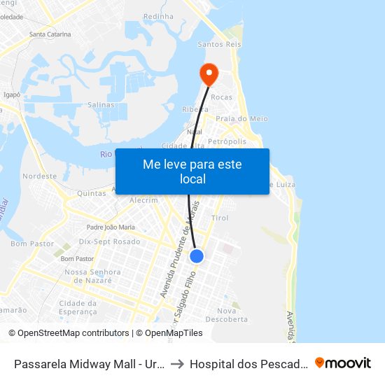 Passarela Midway Mall - Urbano to Hospital dos Pescadores map