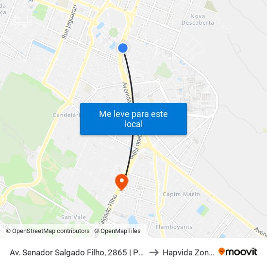 Av. Senador Salgado Filho, 2865 | Potilândia 1 to Hapvida Zona Sul map