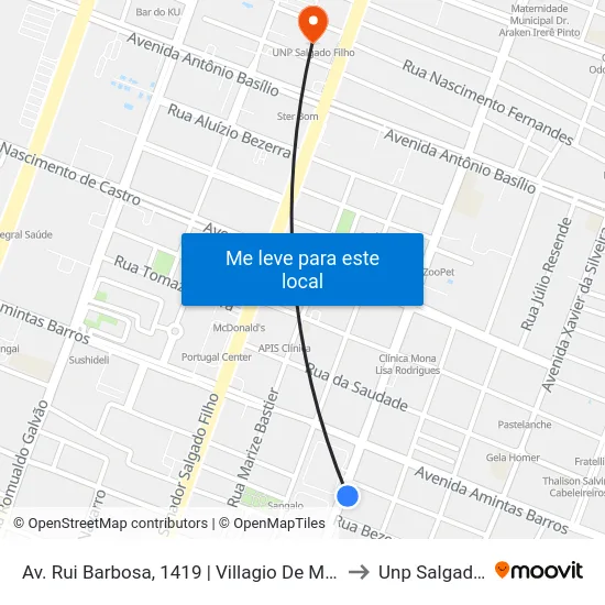 Av. Rui Barbosa, 1419 | Villagio De Milano / Plano 100 to Unp Salgado Filho map