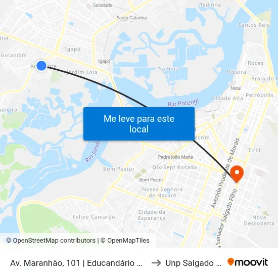 Av. Maranhão, 101 | Educandário Amarante to Unp Salgado Filho map