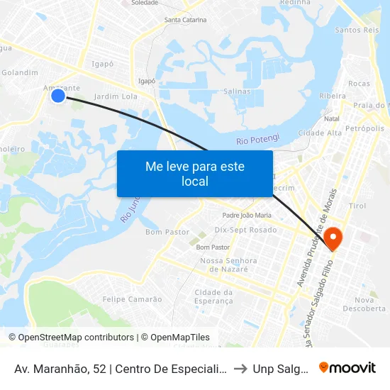 Av. Maranhão, 52 | Centro De Especialidades Médicas Amarante to Unp Salgado Filho map