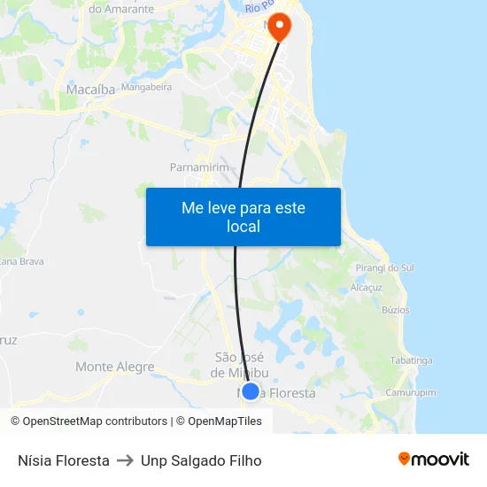 Nísia Floresta to Unp Salgado Filho map