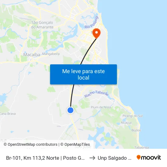 Br-101, Km 113,2 Norte | Posto Gauchão to Unp Salgado Filho map