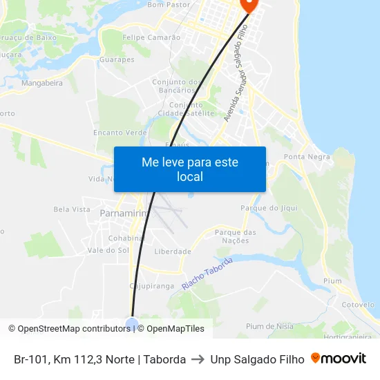 Br-101, Km 112,3 Norte | Taborda to Unp Salgado Filho map