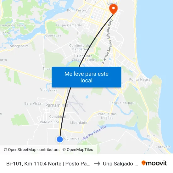 Br-101, Km 110,4 Norte | Posto Parnamirim to Unp Salgado Filho map