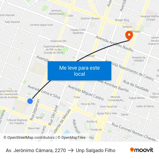 Av. Jerônimo Câmara, 2270 to Unp Salgado Filho map