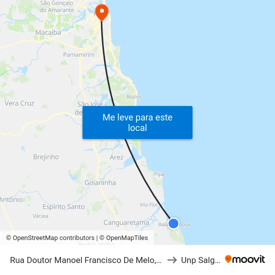 Rua Doutor Manoel Francisco De Melo, 40 | Terminal De Baía Formosa to Unp Salgado Filho map