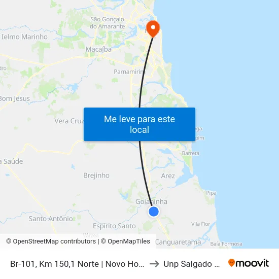 Br-101, Km 150,1 Norte | Novo Horizonte to Unp Salgado Filho map