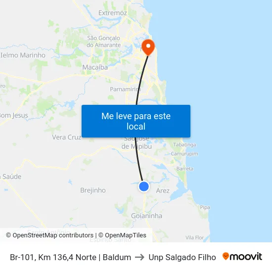 Br-101, Km 136,4 Norte | Baldum to Unp Salgado Filho map