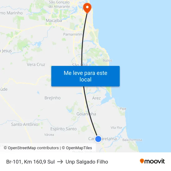 Br-101, Km 160,9 Sul to Unp Salgado Filho map