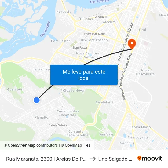 Rua Maranata, 2300 | Areias Do Planalto to Unp Salgado Filho map