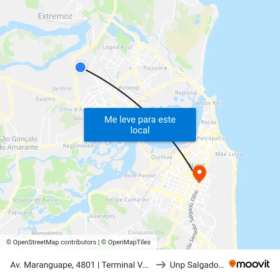 Av. Maranguape, 4801 | Terminal Vale Dourado to Unp Salgado Filho map