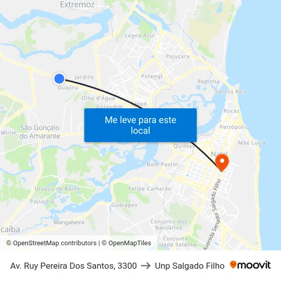 Av. Ruy Pereira Dos Santos, 3300 to Unp Salgado Filho map