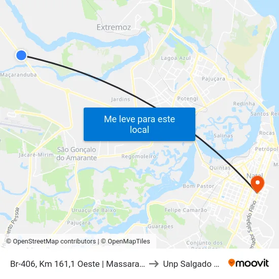 Br-406, Km 161,1 Oeste | Massaranduba to Unp Salgado Filho map
