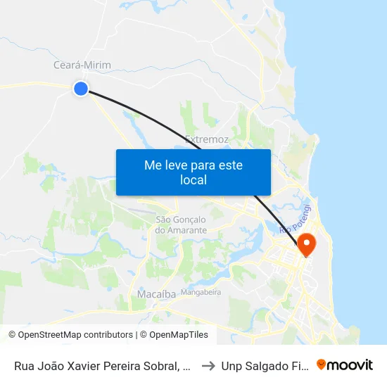 Rua João Xavier Pereira Sobral, 1025 to Unp Salgado Filho map