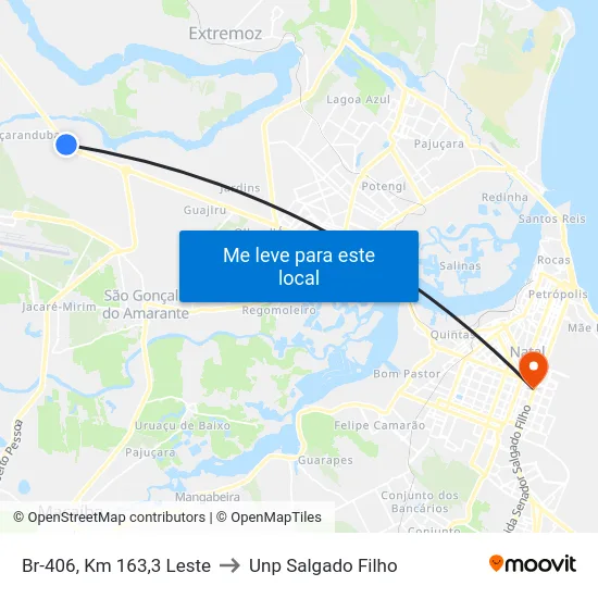 Br-406, Km 163,3 Leste to Unp Salgado Filho map