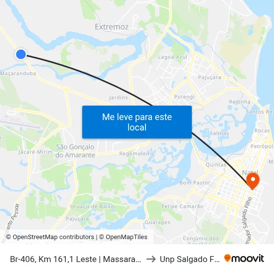 Br-406, Km 161,1 Leste | Massaranduba to Unp Salgado Filho map