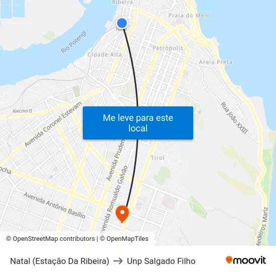 Natal (Estação Da Ribeira) to Unp Salgado Filho map