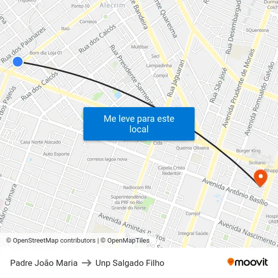 Padre João Maria to Unp Salgado Filho map