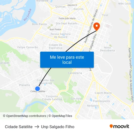 Cidade Satélite to Unp Salgado Filho map