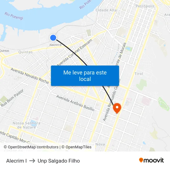 Alecrim I to Unp Salgado Filho map