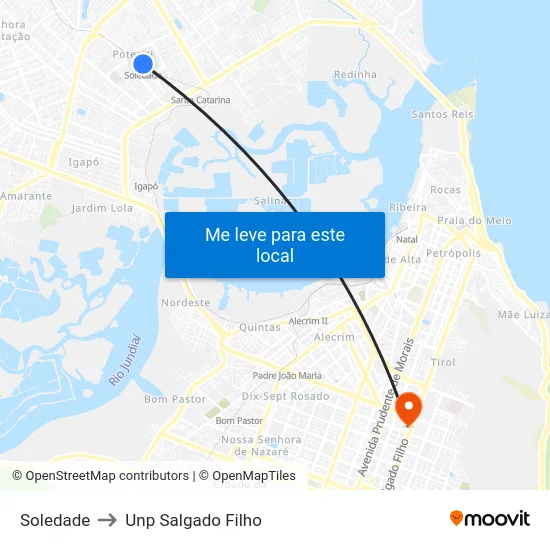 Soledade to Unp Salgado Filho map