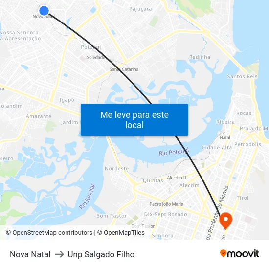 Nova Natal to Unp Salgado Filho map