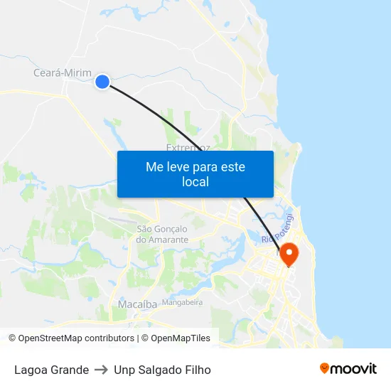 Lagoa Grande to Unp Salgado Filho map