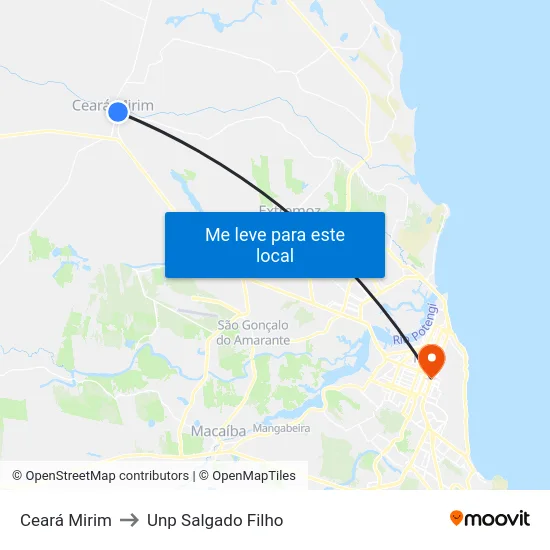 Ceará Mirim to Unp Salgado Filho map