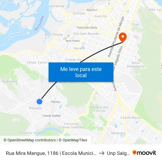 Rua Mira Mangue, 1186 | Escola Municipal Estudante Emanuel Bezerra to Unp Salgado Filho map
