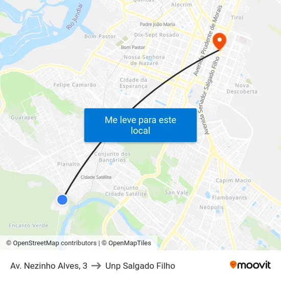 Av. Nezinho Alves, 3 to Unp Salgado Filho map