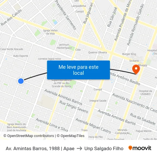 Av. Amintas Barros, 1988 | Apae to Unp Salgado Filho map