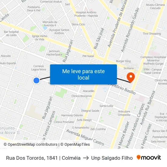 Rua Dos Tororós, 1841 | Colméia to Unp Salgado Filho map