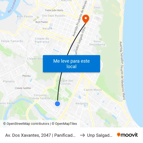 Av. Dos Xavantes, 2047 | Panificadora San Valle to Unp Salgado Filho map