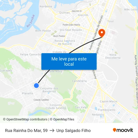 Rua Rainha Do Mar, 59 to Unp Salgado Filho map