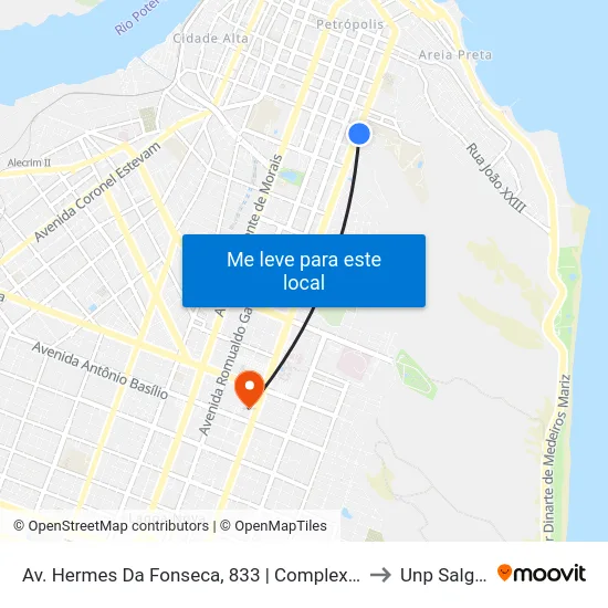 Av. Hermes Da Fonseca, 833 | Complexo Educacional Noilde Ramalho to Unp Salgado Filho map