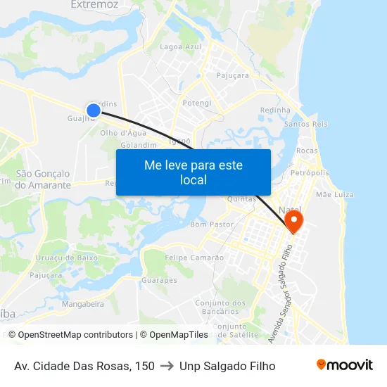 Av. Cidade Das Rosas, 150 to Unp Salgado Filho map