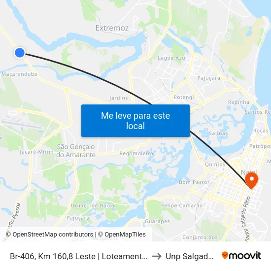 Br-406, Km 160,8 Leste | Loteamento Rota Norte to Unp Salgado Filho map