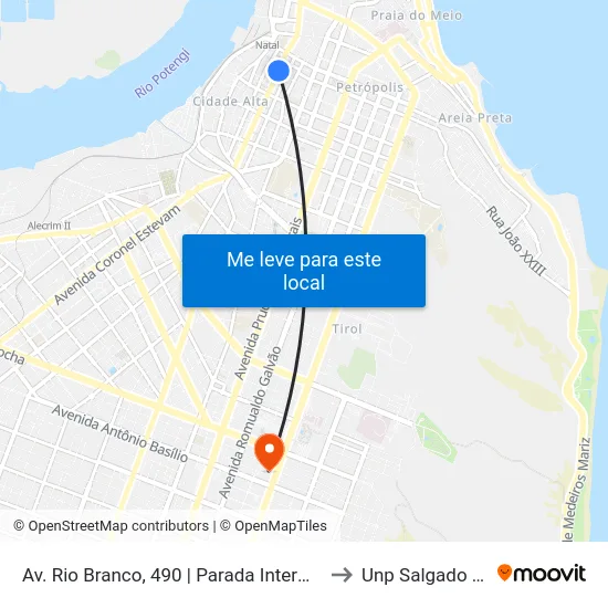 Av. Rio Branco, 490 | Parada Intermunicipal to Unp Salgado Filho map