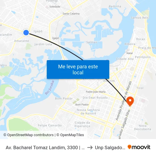 Av. Bacharel Tomaz Landim, 3300 | Mangueiras to Unp Salgado Filho map