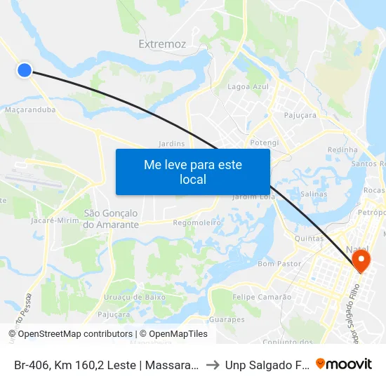Br-406, Km 160,2 Leste | Massaranduba to Unp Salgado Filho map