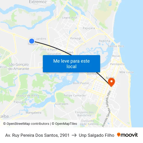 Av. Ruy Pereira Dos Santos, 2901 to Unp Salgado Filho map