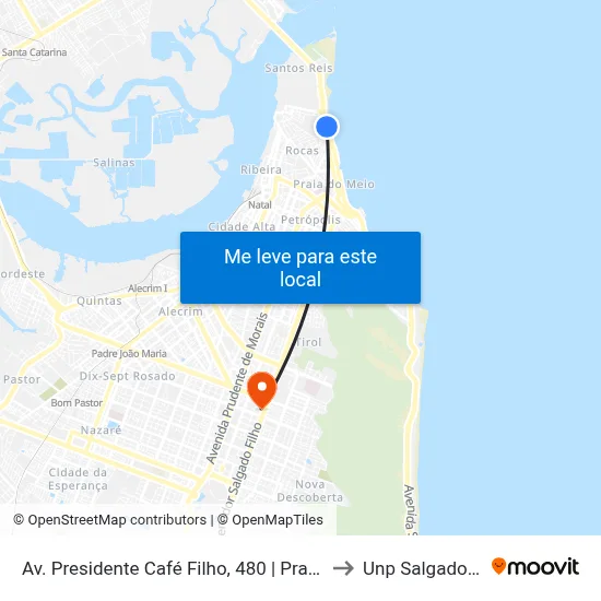 Av. Presidente Café Filho, 480 | Praia Do Forte to Unp Salgado Filho map