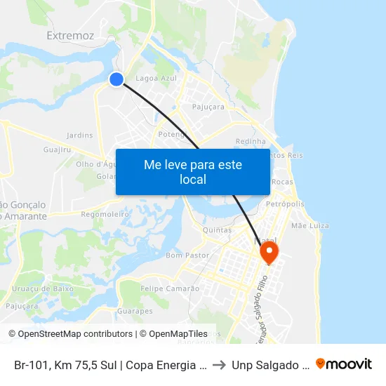 Br-101, Km 75,5 Sul | Copa Energia - Liquigás to Unp Salgado Filho map