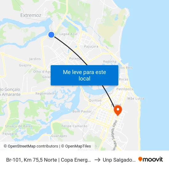 Br-101, Km 75,5 Norte | Copa Energia - Liquigás to Unp Salgado Filho map