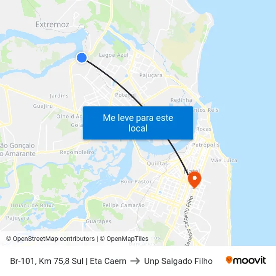 Br-101, Km 75,8 Sul | Eta Caern to Unp Salgado Filho map