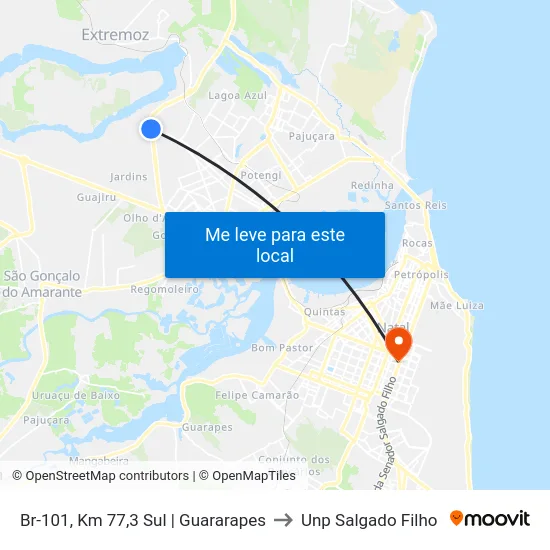 Br-101, Km 77,3 Sul | Guararapes to Unp Salgado Filho map