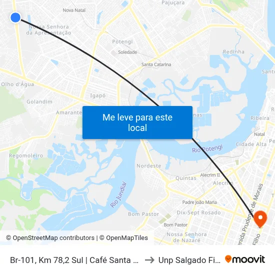 Br-101, Km 78,2 Sul | Café Santa Clara to Unp Salgado Filho map