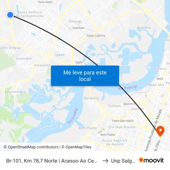 Br-101, Km 78,7 Norte | Acesso Ao Cemitério Parque Da Passagem to Unp Salgado Filho map